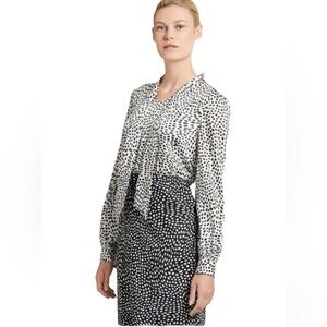 Reposhing Elegant Black and White Polka Dot Dress